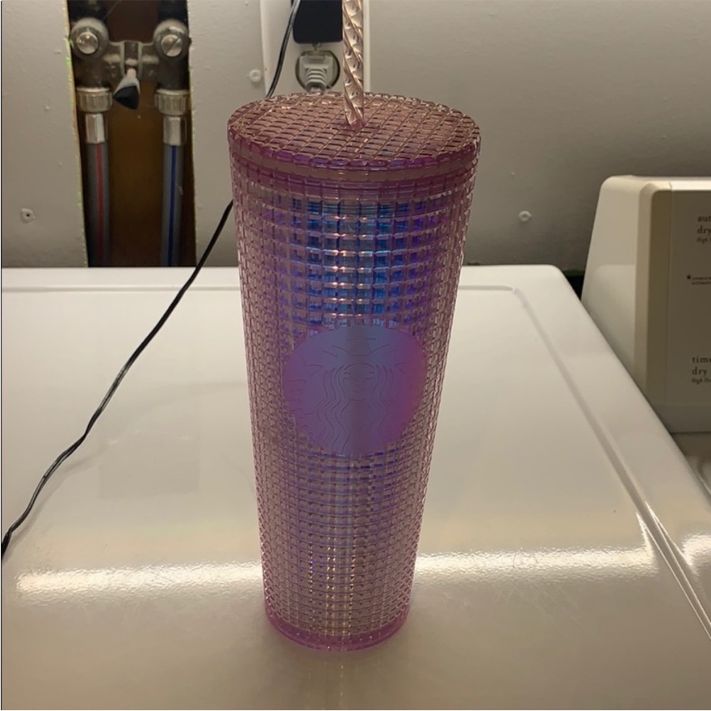 Starbucks grid tumbler. Venti size pink